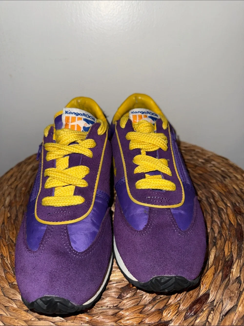 Vintage KangaROOS Sneakers Purple Gold Yellow Pocket Shoes Mens 9 Womens 10.5